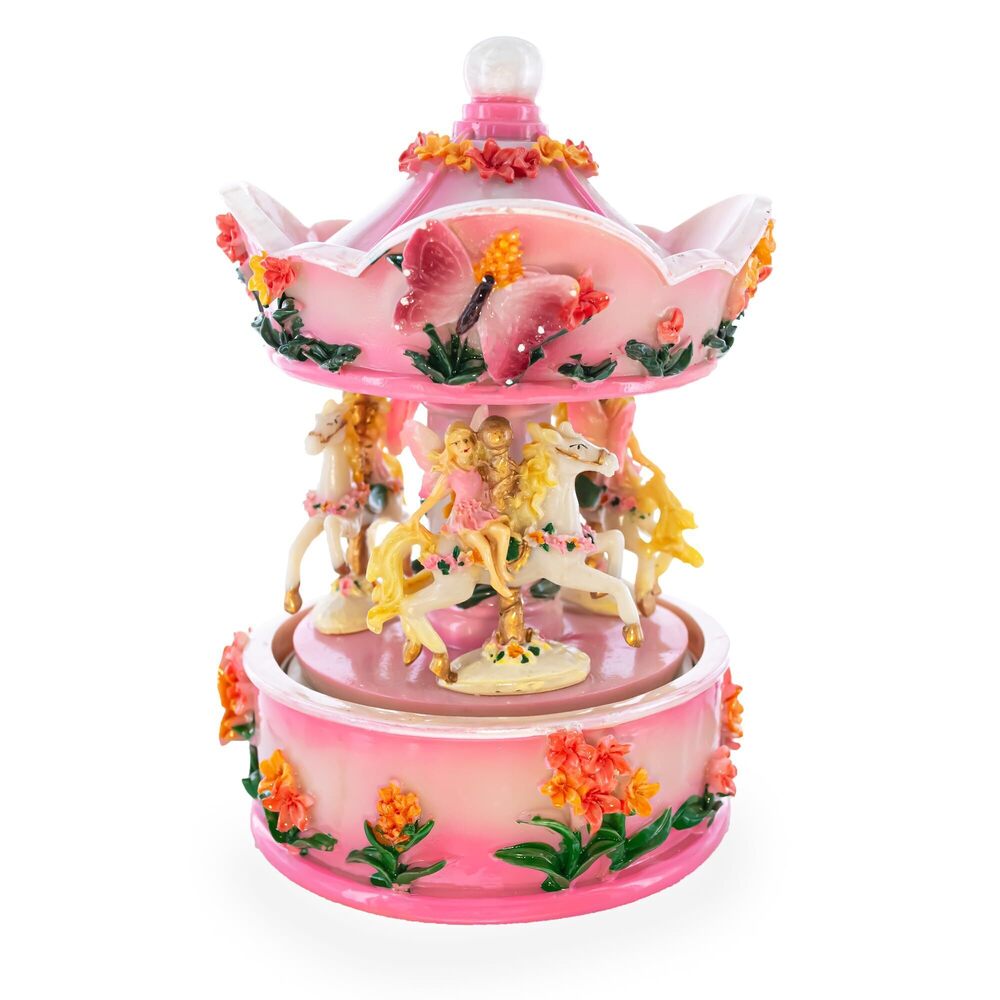 7685 Pink Fairy Floral Carousel Musical Figurine